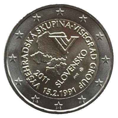 2 euros conmemorativa Vigésimo Aniversario de la Creación del Grupo de Visegrado